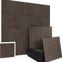 16-Pack Peel and Stick Acoustic Wall Panels, 11.8" x 11.8" PET Soundproof & Noise Cancelling Acoustic Felt, Self-Adhesive 3D Sound Absorbing Slat Wall Paneling for Interior Wall Decor, Walnut