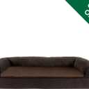 Furhaven Replacement Dog Bed Cover Sherpa & Chenille Sofa-Style, Machine Washable - Coffee, Large