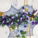 10 Pcs 82 FT Artificial Purple Rose Flower Garland, Faux Silk Rose Garland, Purple Party Decorations, Lavender Flower Hanging Flower Vines for Backdrop Decoration Tea Party Wedding Birthday
