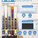Ski Storage Rack for Garage  Freestanding Ski Holder for 5 Pair Skis, Helmet, Goggles, gloves, Indoor Snowboard Rack Organizer Stand for Home, Shed, Basement, White