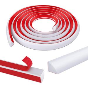 moonoom 118 inch Flexible Quarter Round Molding, 1/2" Self-Adhesive Trim Molding, Waterproof Wall Quarter Round Trim for Wall Edge Corner Base of Staircase Cabinet Edge Countertops
