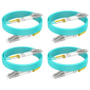 OM3 Multimode LC to LC Fiber Patch Cable 3ft/1m, MM Fiber Optic Patch Cable Duplex 10G/40G/100G LSZH (4pack), 𝙍𝙖𝙢𝙗𝙤𝘾𝙖𝙗𝙡𝙚𝙨
