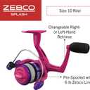 Zebco Splash Junior Spinning Reel and Fishing Rod Combo, 4-Foot 2-Piece Fishing Pole, Changeable Right- or Left-Hand Retrieve, Pre-Spooled with 6-Pound Zebco Line