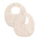 GZMM Baby Bib For Girls,Reversible Waterproof Handmade Natural Cotton Baby Drool Bib 0-12 months 2 Pack (off-white color, 0-12 months)