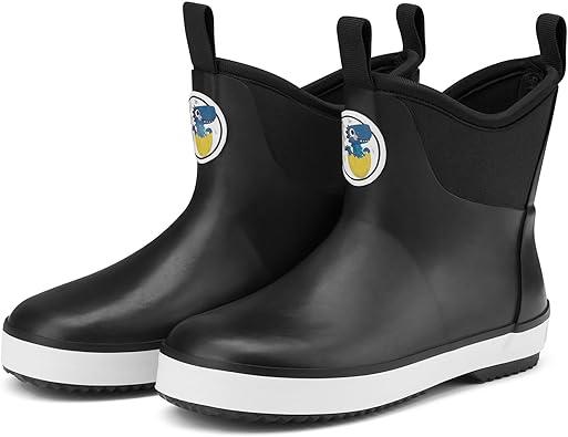 HISEA Kid's Deck Boots Waterproof Lightweight Ankle Rain Boots for Boys Girls Rubber Boots Non-slip Child Rain Shoes (8 Toddler, Grey)