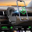 Wireless Car Charger, 15W Fast Charging [Auto Clamping] [Auto Alignment] Phone Holders for Your Car Dashboard Windshield Air Vent Car Accessories for iPhone 17 16 15 14 13 12 Series, Samsung Galaxy