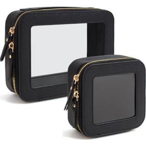 Travel Clear Makeup Bag Set, TSA Approved Cosmetic Bag Case with Zipper Portable Makeup Pouch Toiletry Bag Traveling Cosmetic Organizer Storage Bag Car Organizer Car Essentials