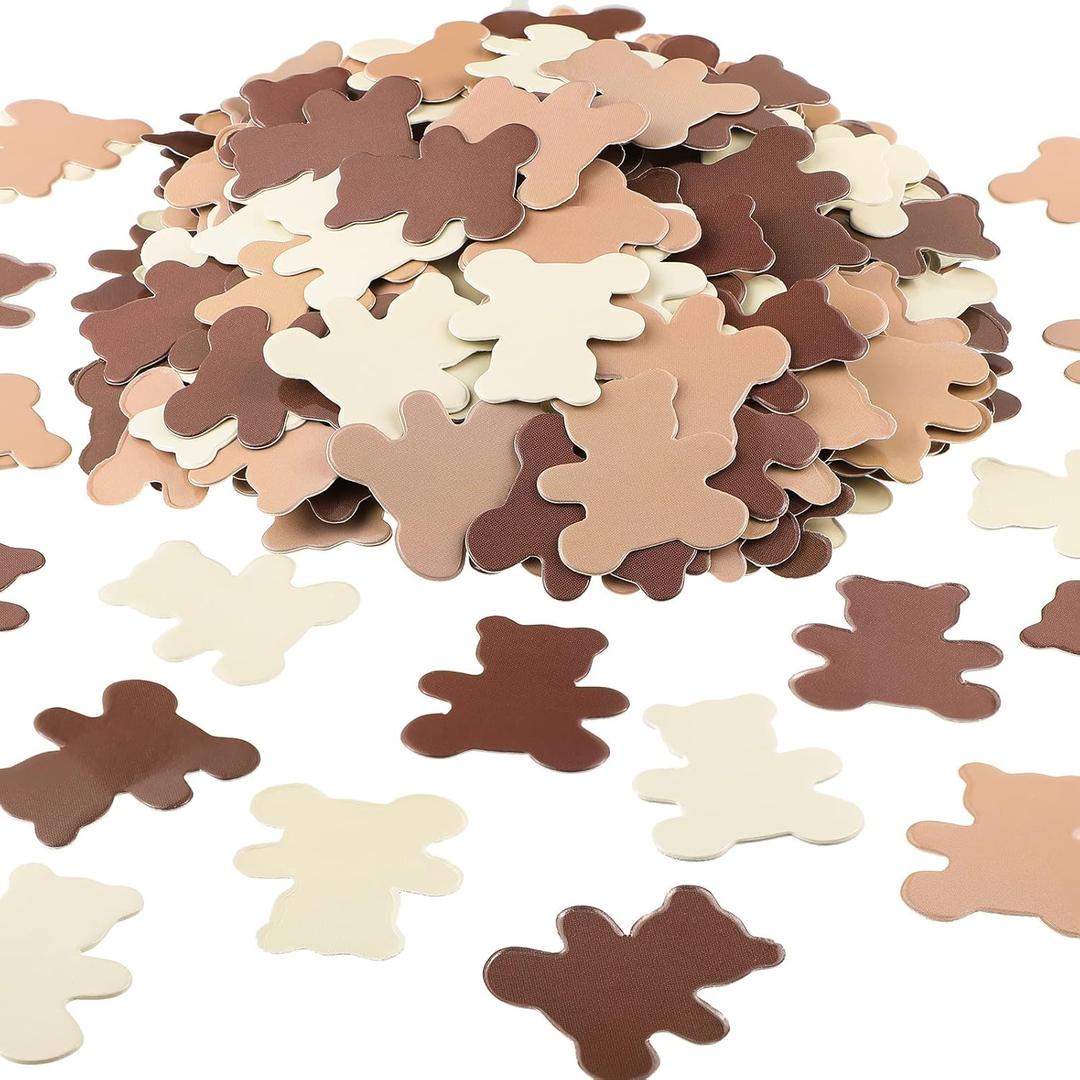 500 Pcs 1.2 Inch Bear Confetti Baby Shower Cream Brown Decoration We Can Barely Wait Bear Shaped Paper Confetti Table Scatter First Birthday Decorations for Boy Girl Home Party Table Supply