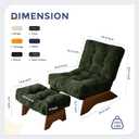 MAXYOYO Accent Chair with Ottoman Adjustable Backrest, Tufted Living Room Chair Upholstered Lounge Chair with Footrest Set, Modern Chair Cozy Reclining Chair for Reading Room, Green, Large