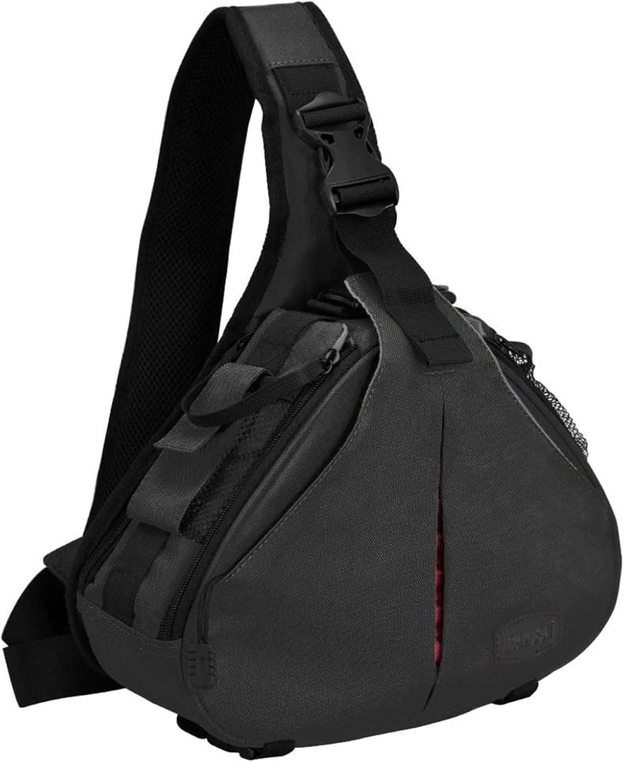 CADeN Camera Bag Sling Backpack Camera Case Waterproof with Rain Cover Tripod Holder, Compatible for DSLR/SLR Mirrorless Cameras (Canon Nikon Sony Pentax) and Accessories Black (Small)