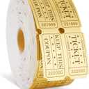 1000 Golden Raffle Tickets Double Roll Tickets for Events, Classroom Reward, Carnivals, Family Games, Door Prizes, Entry, Bingo, Auction, Metallic Gold Foil Tickets