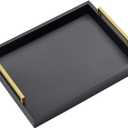 16"x12" Serving Trays with Handles, Black Decorative Serving Tray, Ottoman Trays for, Living Room, Bathroom, and Outdoors Decorative Trays (Black)