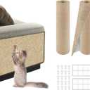 Cat Scratch Mat for Couch, Wall & Cat Tree 78.7" Trimmable Self-Adhesive Cat Scratcher, Furniture Protector for Cats, Felt Alternative to Sisal, DIY Replacement for Cat Tower, 2 Pack (Khaki)