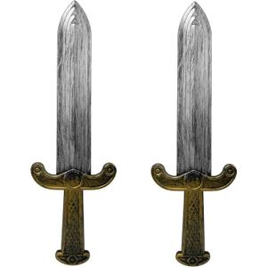 Nicky Bigs Novelties Roman Short Sword Prop  Plastic Medieval Dagger, Gold Handle & Silver Blade Costume Accessory (One Size)
