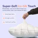 Mellow Puff Pillow Cooling Ice Silk Bed Pillow, Back & Stomach Sleepers | Fluffy Goose Down Alternative Fill, Hypoallergenic & Machine Washable Pillow for Side, Baby Blue, Lightweight Summer Quilt