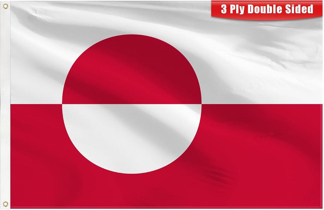 2x3 Ft Greenland Flags Double Layers Heavy Duty Durable Large Flag Banner Outdoor Indoor Decorations with 2 Brass Grommets