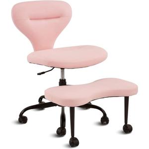 YFO Ergonomic Cross Legged Office Chair and ADHD Meditation Chair with Silent Wheels for Home Office Desk Chair and Yoga, Wider Backrest Support and Storage Pockets Design, PU Leather, 23.6 inches x 19.3 inches x 33 inches