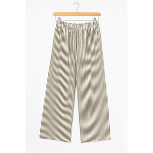 Women's Wide-Leg Striped Pants – XL, 100% Polyester, Lightweight & Breathable