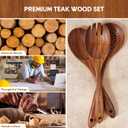 Wooden Spoons for Cooking, 10PCS Teak Wood Cookware Utensil Set with Hooks - Smooth Finish, Non-Stick, Comfortable Grip, Heat Resistant Kitchen Utensils