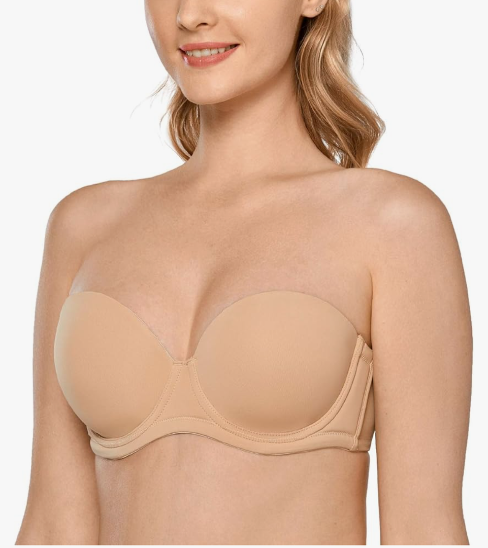 DELIMIRA Women's Underwire Contour Multiway Full Coverage Strapless Bra Plus Size, 46C, 2 Pack 