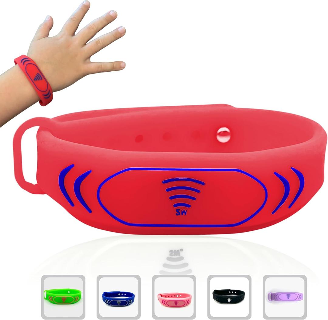 Smart Bands for Kids if Lost, Child Safety ID Wristband, NFC Bracelet for Children, Smart Medical ID Band, Lost Kids ID Bracelet, Disney Essentials for Kids, QR Identification (Red)