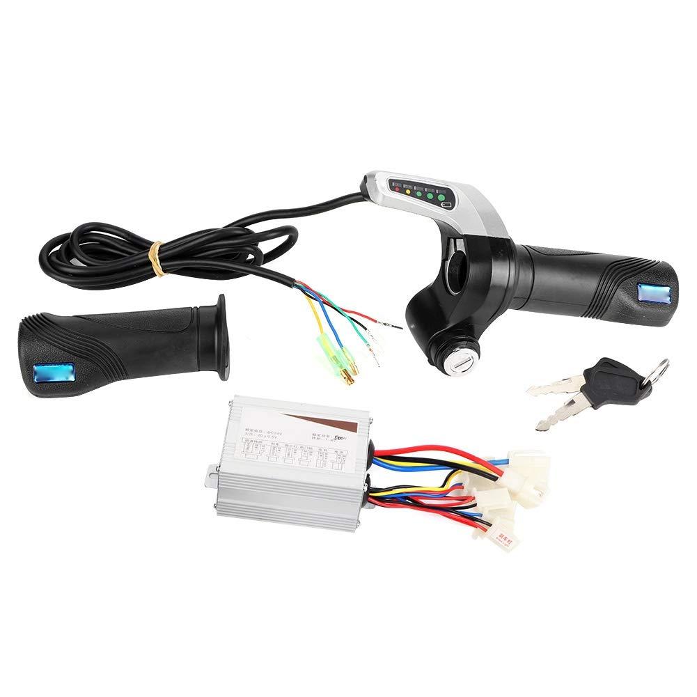 Brushed Controller, 24V 500W Electric Scooter E-Bike Motor Brushed Speed Controller Box with Handle Throttle Grip