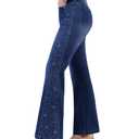 GRAPENT Fashion Jeans for Women 2025 High Waist Stretchy Dark Wash Denim Bell Bottom Darkness Blue Flare Jeans, Darkness Blue, L, Darkness Blue