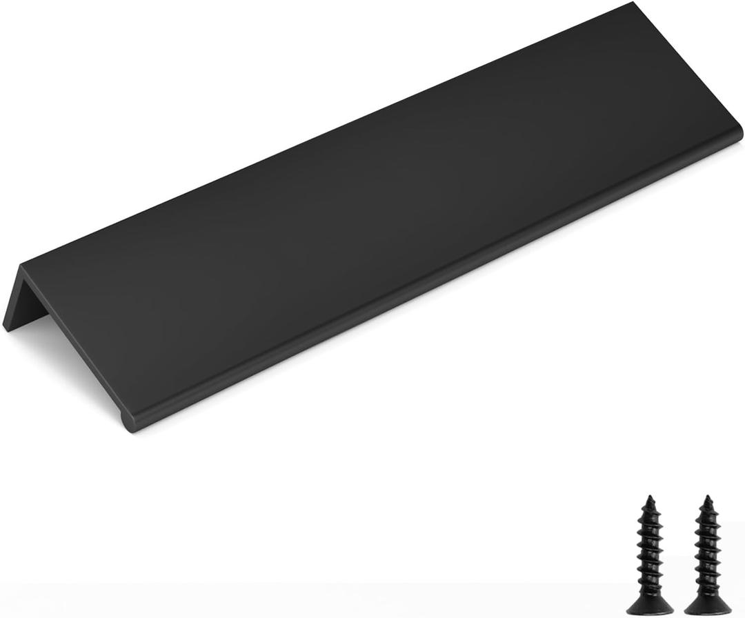 goldenwarm 5 Pack Black Finger Edge Pulls Drawer Finger Pulls Matte Black Kitchen Hardware Handles Bedroom Dresser Drawers,6-1/4in Hole Center
