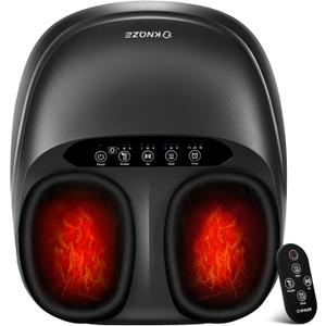 KNQZE Foot Massager Machine with Heat, Shiatsu Deep Kneading Foot Massager with Remote, Compression, Multi-Massage Modes, Auto-Off Timers, Valentines Day Gifts for Women Men (Black)