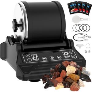Rock Tumbler Kit Barrel Rock Tumbler for Adults Kids Rock Polisher Tumbler Kit LCD Display 9-Speed Motor 9-Day Timer 0.55lb Rough Gemstones 4 Polishing Grits Complete STEM Science Hobby Kit