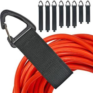 Extension Cord Organizer(8 Pack), Extension Cord Holder for Garage Organization and Storage, Heavy Duty Storage Straps for Cables, Hoses and Ropes, with Triangle Buckle for Hanging, Design Patent (3L/3M/2S)