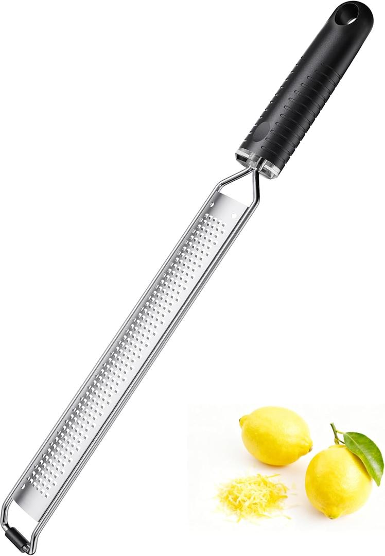 Cheese Grater with Slip-Free Grip, Lemon Zester for Gitrus fruits, Chocolate, Hard Cheeses