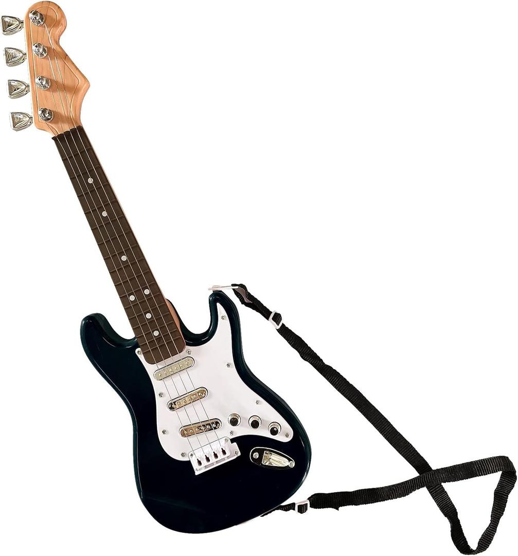 16 inch Guitar Musical Instrument Toy for Kids Boys Girls, 4 Strings Mini Guitar with Strap for Toddlers/ Beginner/ Children (Black)