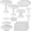 ZOOFOX Set of 10 Metal Cake Stands, Cupcake Holder Fruits Dessert Snack Plate Decor Serving Platter for Baby Shower, Wedding, Birthday Party or Christmas (White)