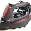 CHI Steam Iron for Clothes with 8 Retractable Cord, 1700 Watts, 3-Way Auto Shutoff, 400+ Holes, Professional Grade, Temperature Control Dial, Titanium Infused Ceramic Soleplate, Black/Chrome (13109)