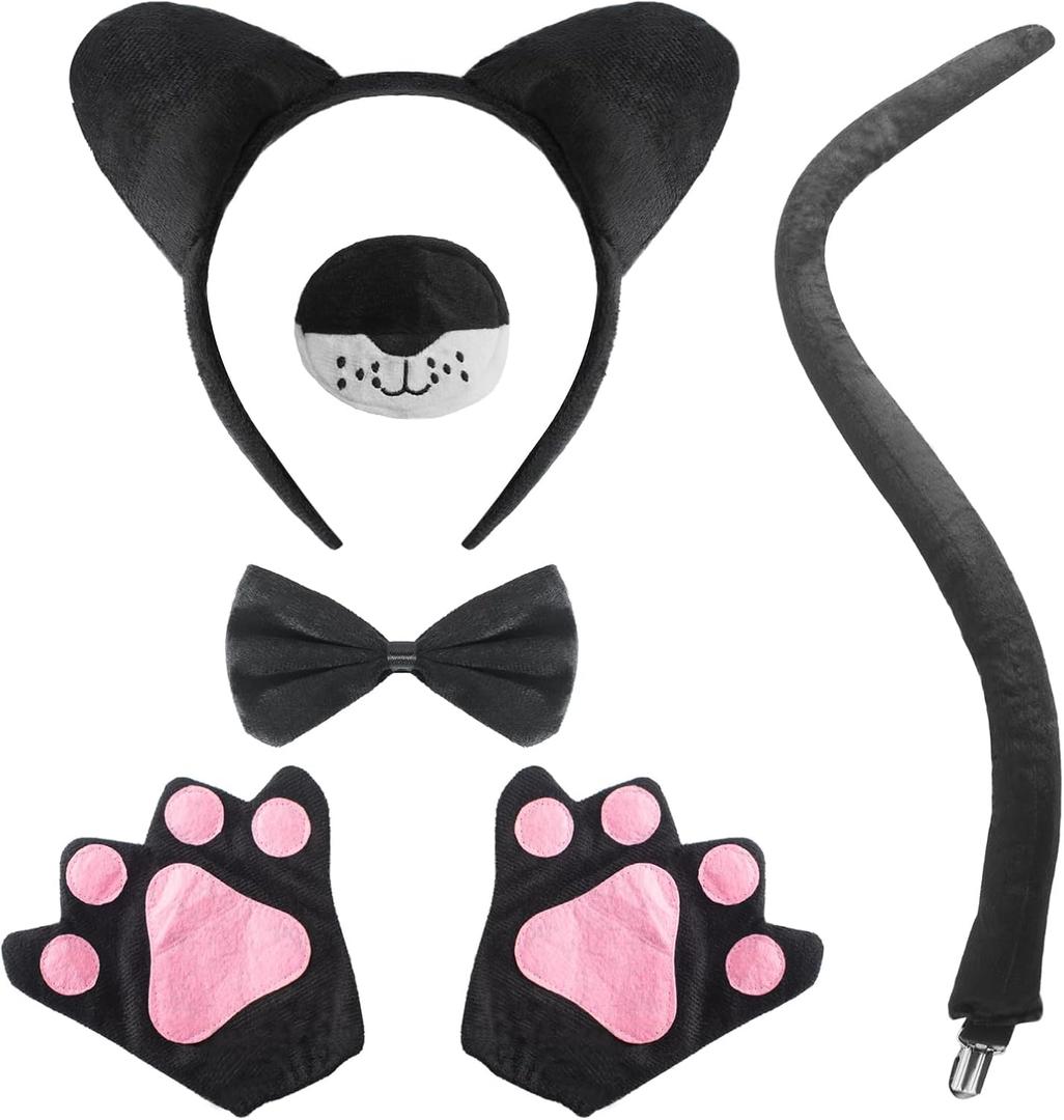 Animal Ears Headband Lace Hairband with Bowknot Halloween Costume for Girls Women