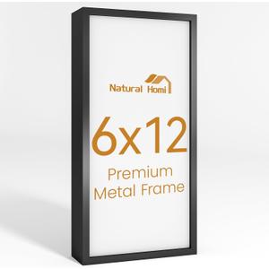 6x12 Aluminum Metal Picture Frame,Tempered Glass Black Photo Frame 6x12 for Family Photo,Posters,Art,Document to Wall Mount Horizontally or Vertically