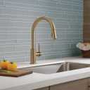 Delta Trinsic Brushed Gold Kitchen Faucet with Pull Down Sprayer, Modern Single Hole Kitchen Sink Faucet, Single Handle, Champagne Bronze 9159-CZ-DST