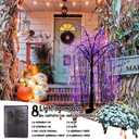 EAMBRITE Halloween Tree 4 FT 180 LED Black Willow Tree with Orange Purple Fairy Lights and Spider Web, Lighted Spooky Artificial Tree for Indoor Outdoor House Home Halloween Decorations