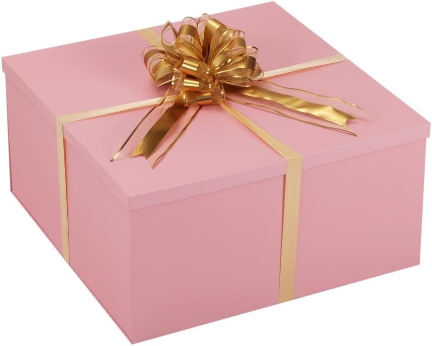BoxSkivra Extra Large Gift Box with Lid 20x20x10 Inches, Large Pink Gift Box Giant Gift Boxes with Lids for Presents Packaging for Birthday Surprise, Christmas, Anniversaries, Wedding Party, 1 Count