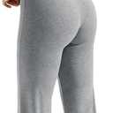 OMKAGI Womens Lounge Set Lace Square Neck Long Sleeve Tops Wide Leg Pants 2 Piece Outfits (Gray, XL)