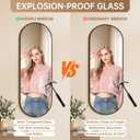 Hasipu 47 x 16 in Arched Over-The-Door Full-Length Mirror, Tempered Glass, Aluminum Frame Black