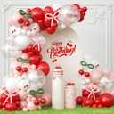 JOGAMS 181Pcs Cherry Balloon Arch Garland Kit, Cherry Party Decorations with Clear Green Pink 260 Balloons for Cherry On Top Baby Shower Birthday Bridal Shower Wedding Galentine's Valentine's Day