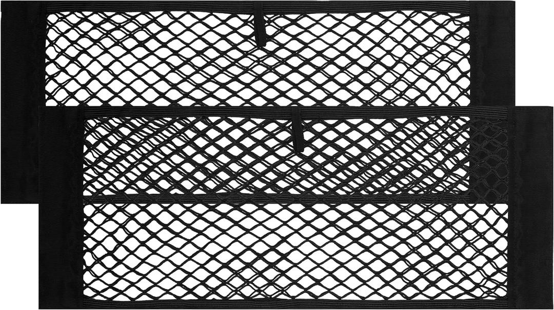 Cargo Storage Mesh Net - Net Pocket for Cars, RVs, and Campers - Universal Fit and Durable Elastic Netting for Trunks  24x10 inches Set of 2