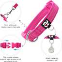azuza Reflective Dog Collar, Soft Neoprene Padded Pet Collar with ID Tag Ring, Adjustable for Large Dogs, Hot Pink, Large