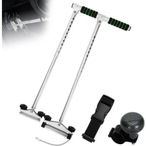 Hand Controls for Disabled Drivers with Steering Wheel Knob, Handicap Driving Hand Control for All Automatic Vehicles, Length Adjustable, Double Insurance