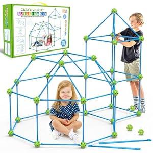 Spring Flower Fort Building Kit for Kids, STEM Construction Toys, Educational Gift for 3 4 5 6 7 8 9 10 11 12 Years Old Boys and Girls, Ultimate Creative Set For Indoor & Outdoors Activity, 140 Pcs, Green