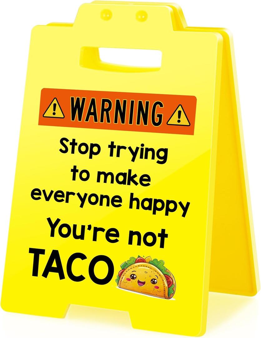 4 x Funny Office Desk Sign - Small Fun Gag Cubicle Decor Inspirational Positive Gifts for Boss Day White Elephant Christmas Stocking Stuffers Women Men Team Coworker Teammate Employee