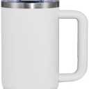 40 oz Tumbler with Handle and Straw Lid,Insulated Reusable Stainless Steel Water Bottle Travel MugCupholder Friendly Double Wall Vacuum Sealed Cup (Cold White)