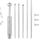 14G 16G 18G 20G Piercing Taper Piercing Ball Grabber Tool Stainless Steel Flat Back Earring Applicator Tool Threadless Insertion Pin Curved Body Piercing Kit for Ear/Nose/Navel/Lip/Eyebrow